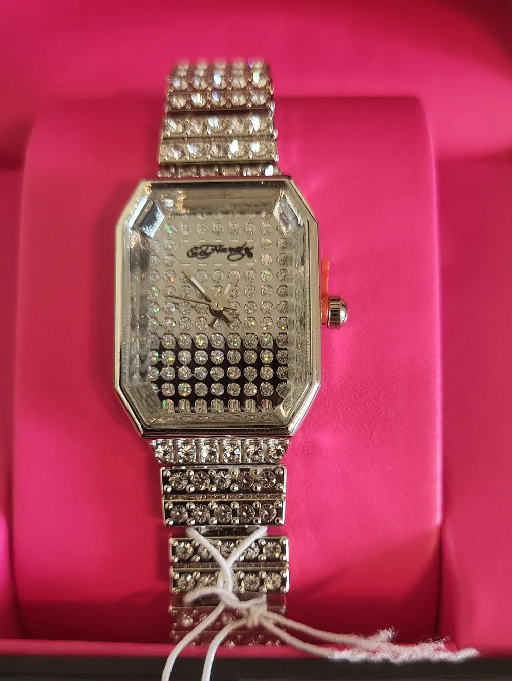 Ed Hardy Silver Crystal Pavé Women's Bracelet Watch